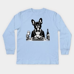 French Bulldog Thanksgiving Kids Long Sleeve T-Shirt